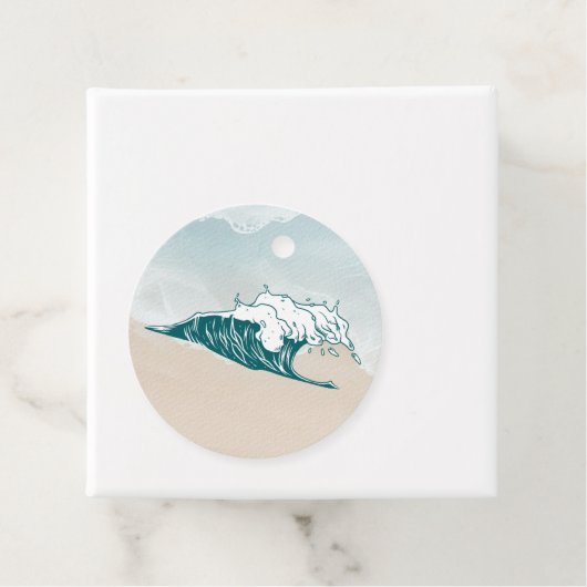 Wave Beach Ocean Round Gift Label (In situ)