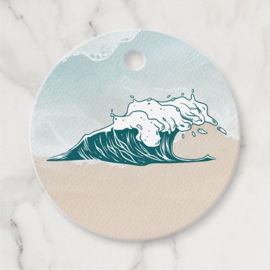 Wave Beach Ocean Round Gift Label (Voorkant)