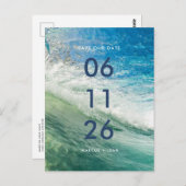 Wave Beach Ocean Wedding Save the Date Briefkaart (Voorkant / Achterkant)
