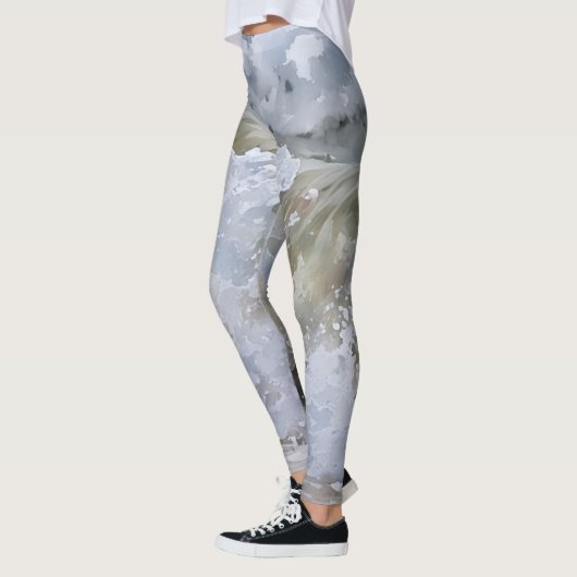 Wave Break Waterverf Abstracte kunst Leggings (Links)