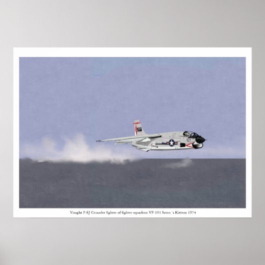 Wave Busting in een gevatte F-8J Crusader 1974 Poster (Voorkant)