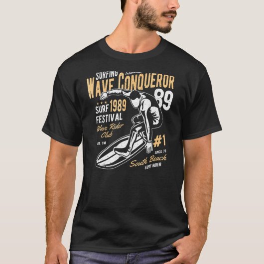 Wave Conqueror Nineties Surfing T-shirt (Voorkant)