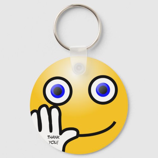 Wave emoticon bedankt! sleutelhanger (Voorkant)