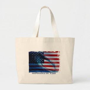 Wave Flag USA Strandtas Grote Tote Bag