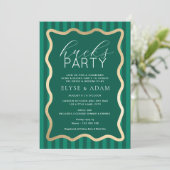 Wave Green Stripe Hucks Party Uitnodiging (Staand voorkant)