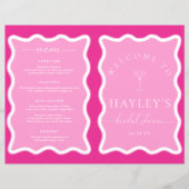 Wave Hot Pink Fête des mariées Jeu et Menu Livret (Devant)