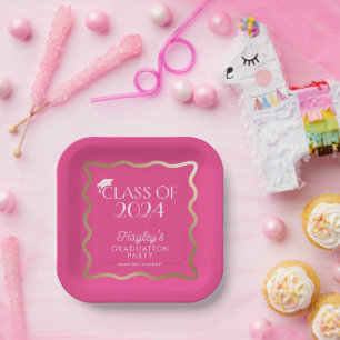 Wave Hot Pink Graduation Party Welkom Papieren Bordje