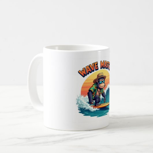 Wave Master 🦍 Funny Gorilla Surf Mok (Voorkant links)