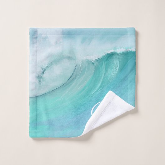 Wave Ocean Aqua Beach Blue Scène moderne (Gant de toilette)