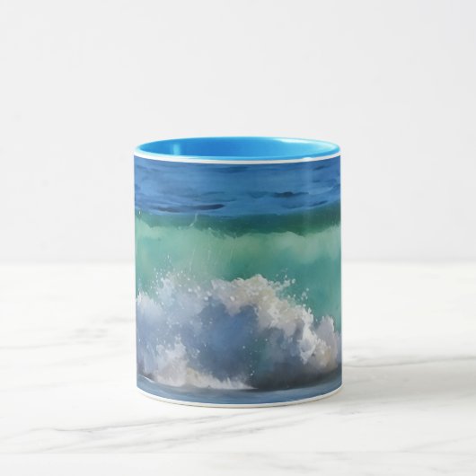 Wave Ocean Splash Beach Art Mug (Centre)