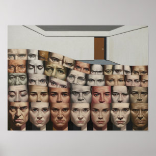 "Wave of Faces" Design Print Poster Muurkunst