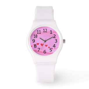 Wave Of Red Hearts beroemd gemaakt door Pink Numbe Horloge