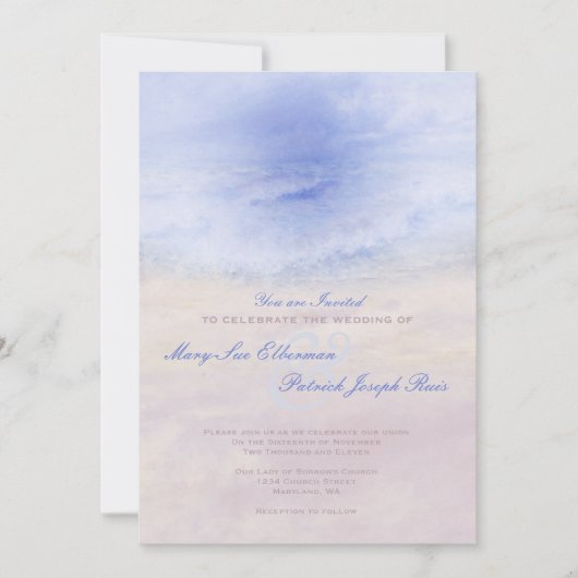 "Wave On the Sand" Wedding Invitation Kaart (Voorkant)