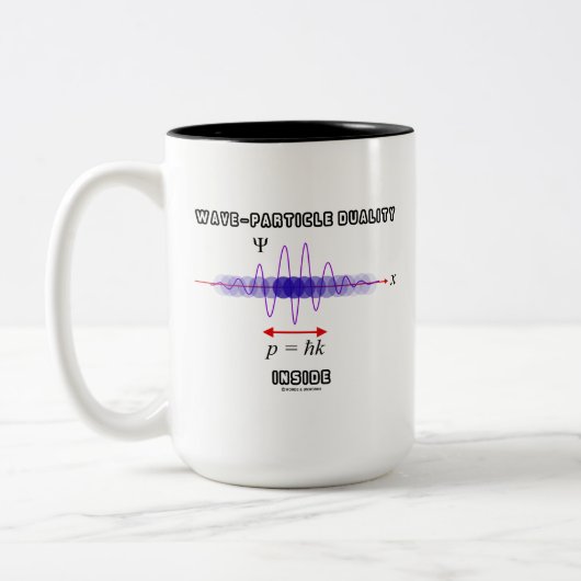 Wave-Particle Duality Inside Unassurance Principle Tweekleurige Koffiemok (Links)