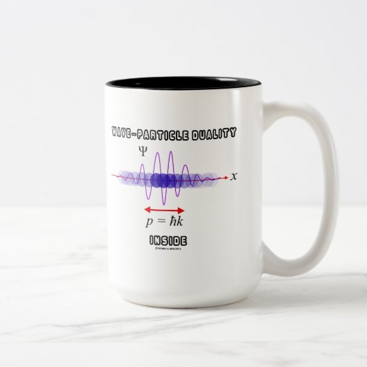 Wave-Particle Duality Inside Unassurance Principle Tweekleurige Koffiemok (Rechts)