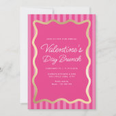 Wave Pink Hot Pink Streep Valentijnsdag Brunch Kaart (Voorkant)