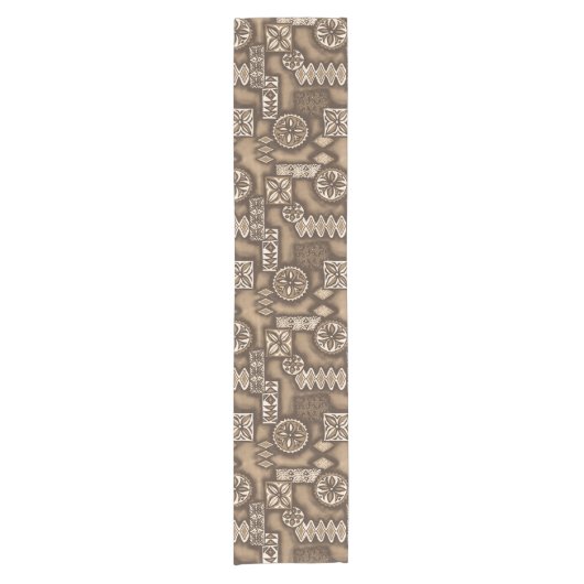 Wave Warrior Hawaiian Primitive Tapa Korte Tafelloper (Voorkant)