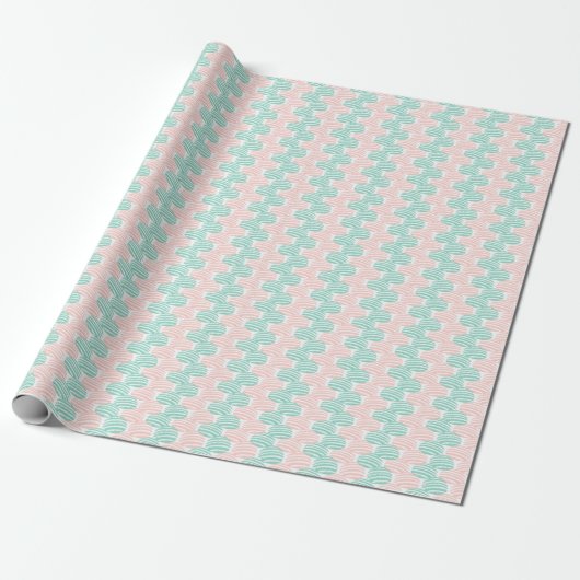 Wave Weave in Teal and Flamingo Cadeaupapier (Uitgerold)
