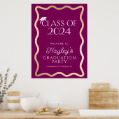 Wave Wine Graduation Party Welkom Poster (Keuken)