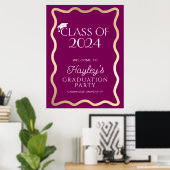 Wave Wine Graduation Party Welkom Poster (Thuiskantoor)