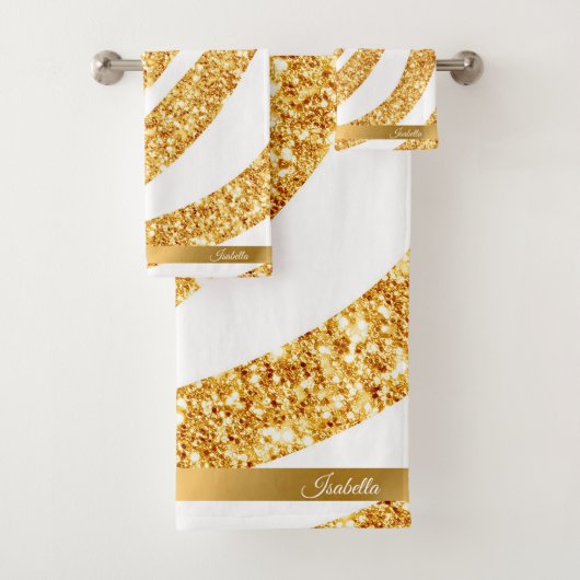 Wave Zee Gold Glitter Boho Popular Collectie Bad Handdoek (Insitu)