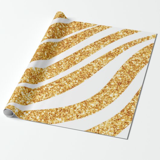Wave Zee Gold Glitter Boho Popular Collectie Cadeaupapier (Uitgerold)
