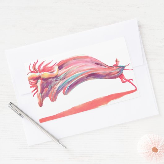 Waved Ballet Dancer Pink Art Rechthoekige Sticker (Envelop)