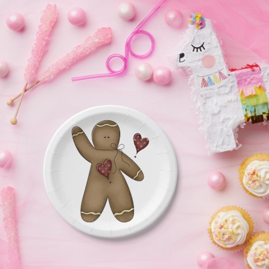 Waver Gingerbrood Man Papieren Bordje (Feest)