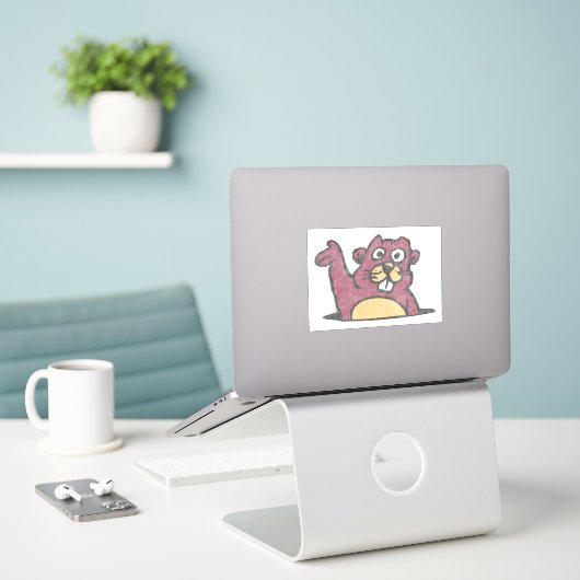 Waver gopher  stijl verhit wit sticker (Laptop op bureau)