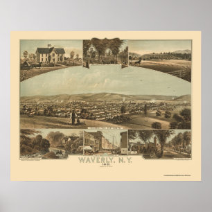 Waverly, NY Panoramic Map - 1881 Poster