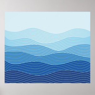 Waves Abstracte minimalistische compositie Poster