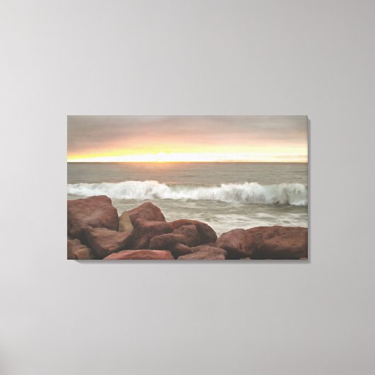 Waves and Boulders 0893 Art Canvas Afdruk (Voorkant)