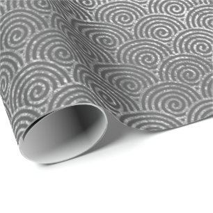 Waves Art Deco Silver Grey Spiral Circles Infineit Cadeaupapier