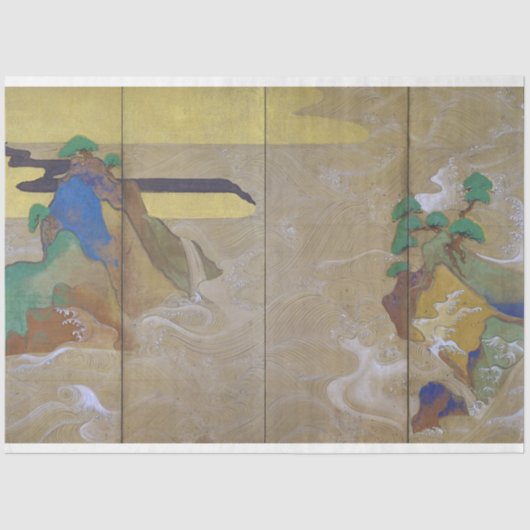 Waves at Matsushima (links), Tawaraya Sotatsu Tissuepapier (Voorkant)