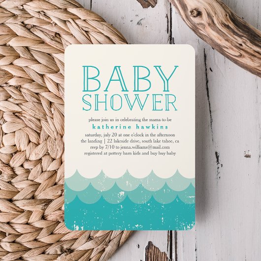  Waves Beach Baby shower Invitation Kaart