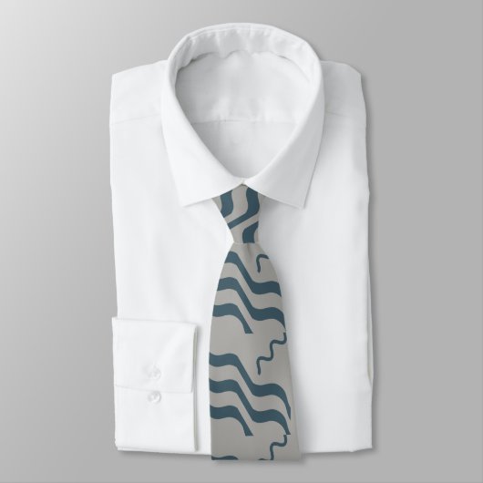 Waves Beachy Design Blue Grey Stropdas (Gebonden)