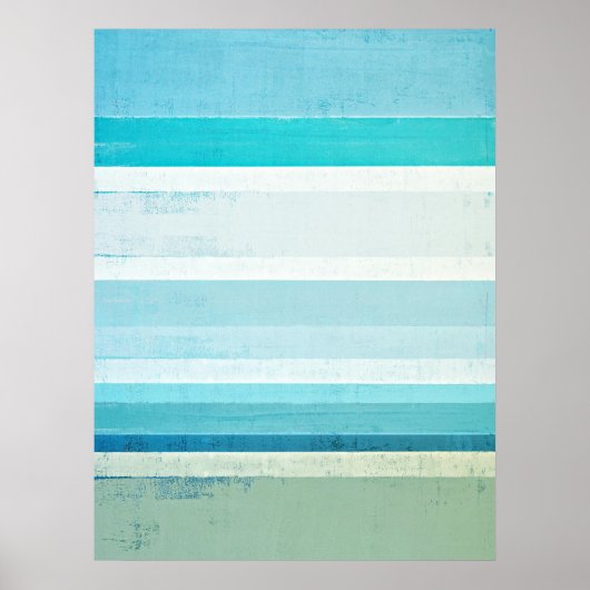 "Waves" Blue en Beige Abstracte kunst Poster (Voorkant)