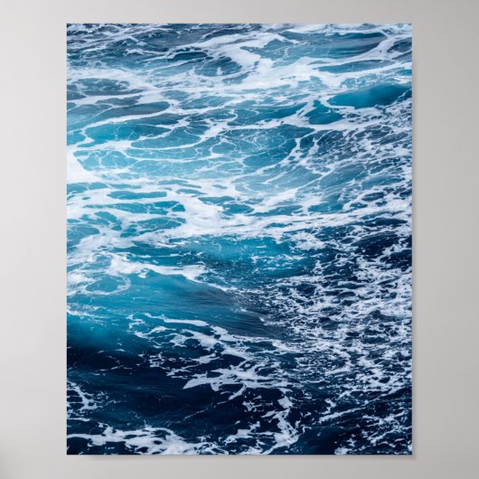 Waves Blue Ocean Summer Beach Poster (Voorkant)