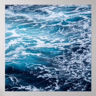 Waves Blue Ocean Summer Beach Poster
