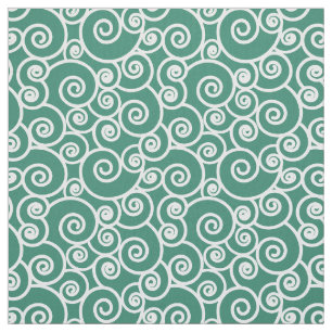 Waves, Curls en Spirals Patroon op Verdant Green Stof