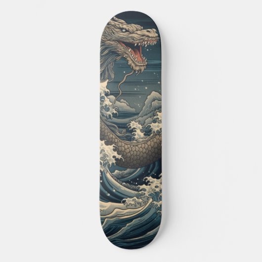 Waves Dragon Japanse kunst Skateboard (Voorkant)