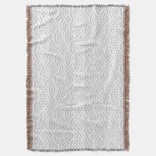 Waves Grey and White Pattern Deken (Voorkant Verticaal)