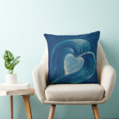 Waves hart blauw abstract kussen (Stoel)