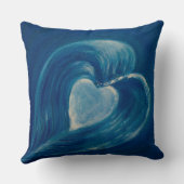 Waves hart blauw abstract kussen (Achterkant)