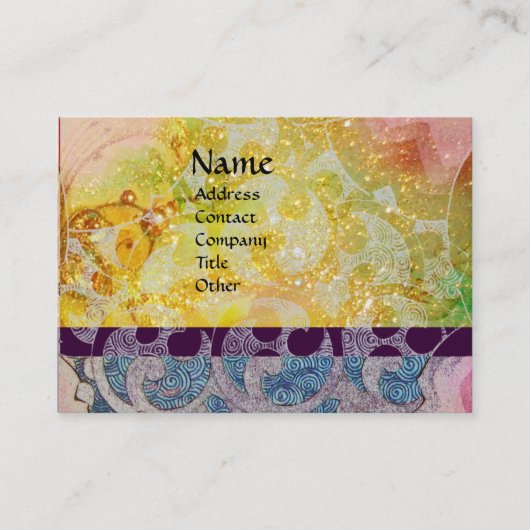 WAVES helder, levendig, geel, blauwe sparkles Visitekaartje (Voorkant)