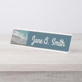 Waves Lapping op de Beach Turquoise Blue Ocean Bureau Naambordje (Voorkant)