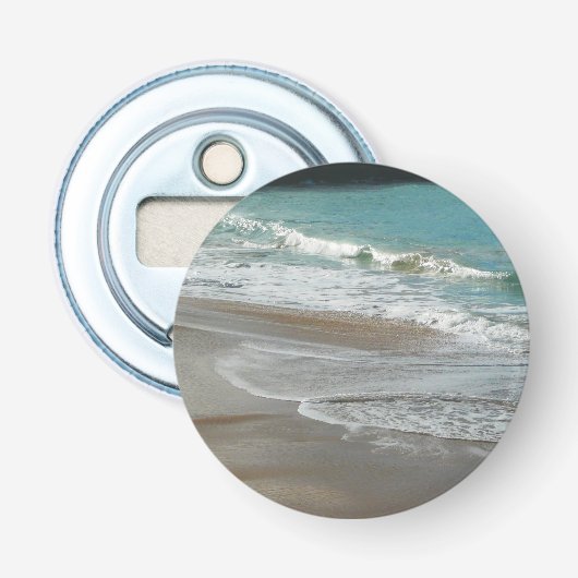 Waves Lapping op de Beach Turquoise Blue Ocean Button Flesopener (Voorkant)