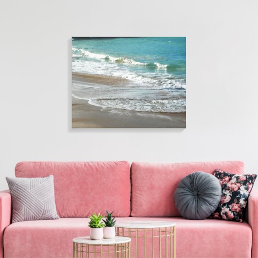 Waves Lapping op de Beach Turquoise Blue Ocean Canvas Afdruk (Insitu (Woonkamer))