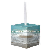Waves Lapping op de Beach Turquoise Blue Ocean Kubus Ornament (Achter hoekig)
