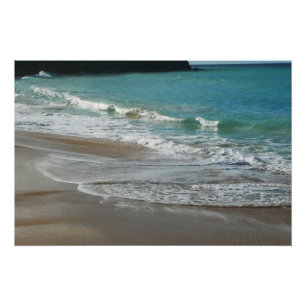 Waves Lapping op de Beach Turquoise Blue Ocean Perfect Poster